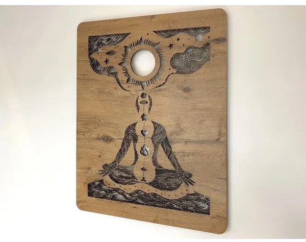 Li-Go 4421/A/4 - LED fali dekoráció LED/10W/5V 30000 mAh 70x90 cm tölgy/csakrák