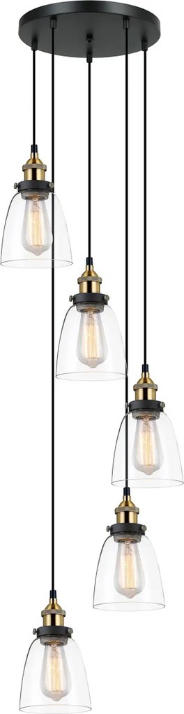 Italux modern vintage függeszték francis fekete átlátszó arany itxmdm-2563/5 gd+cl