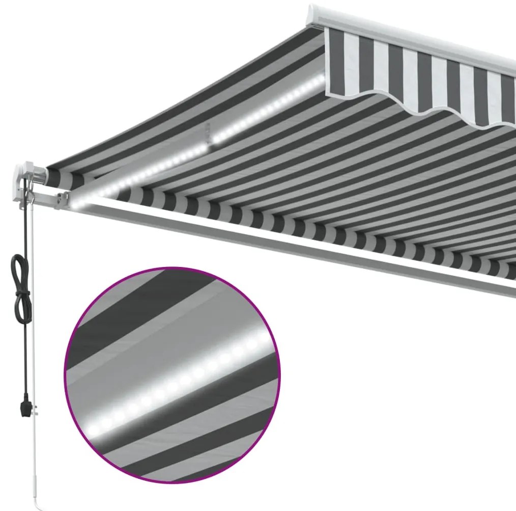 antracitszürke-fehér LED-es automata napellenző 450 x 300 cm