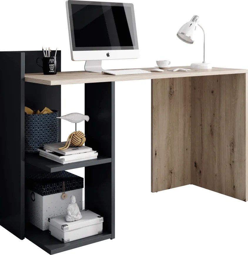 PC asztal, artisan tölgy/grafit-antracit, ANDREO