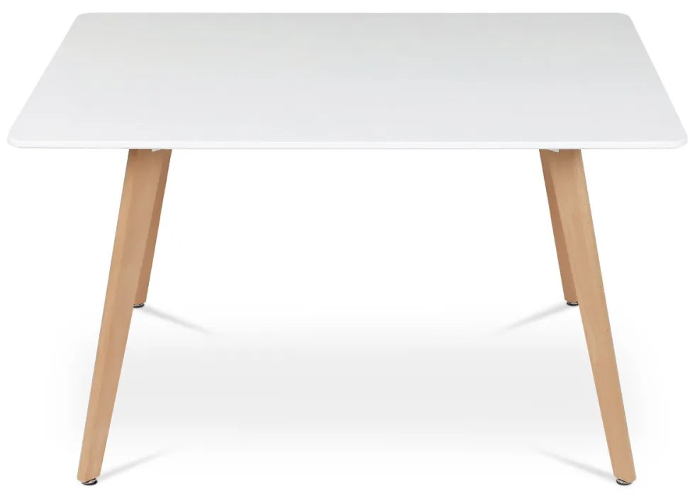 Masă de Bucătărie 120x80x74 cm, MDF, lac alb mat, picioare din fag masiv. DT-313