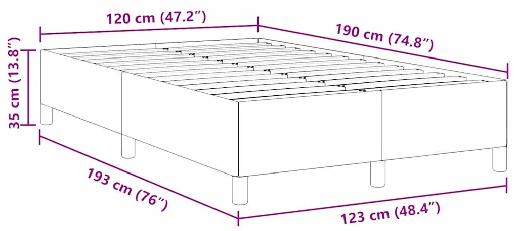 vidaXL Ágykeret Sötétszürke 120 x 190 cm Bársony anyag