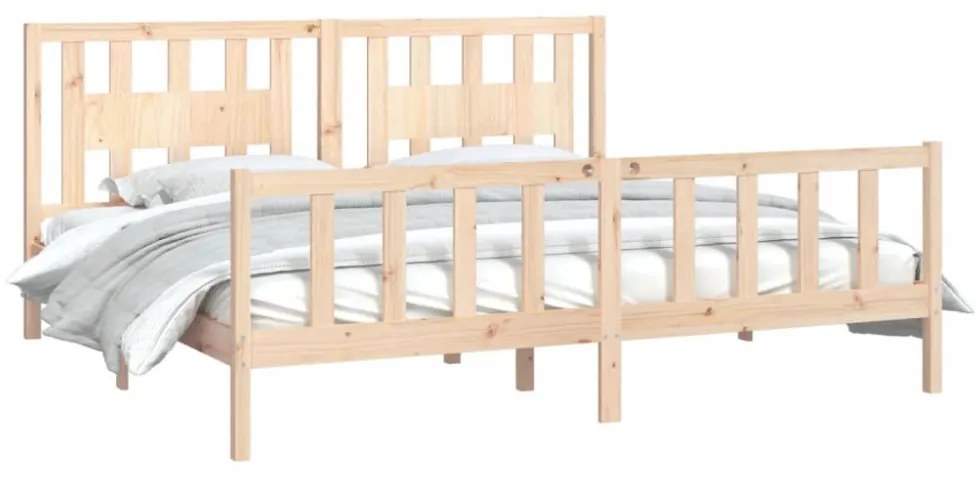 tömör fenyőfa ágykeret fejtámlával 200 x 200 cm