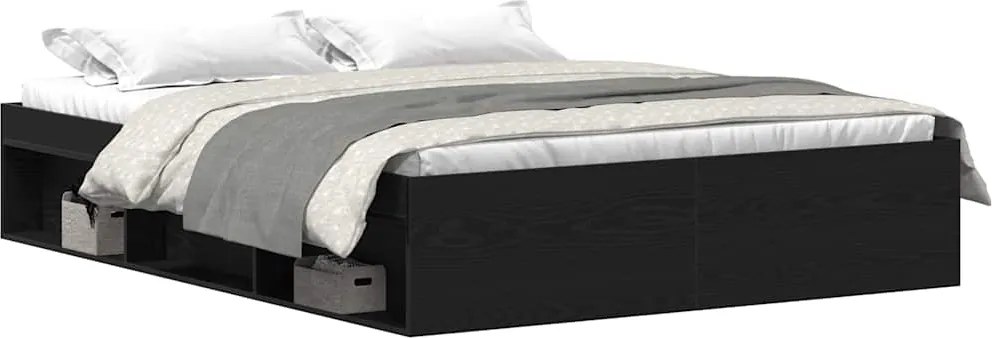 vidaXL fekete tölgy színű szerelt fa ágykeret matrac nélkül 150x200 cm