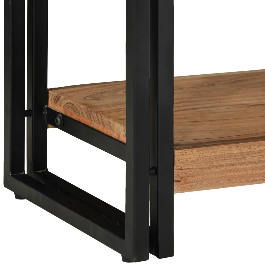 Kisasztal Fekete 90x33x75 cm Tömör akácfa és fém