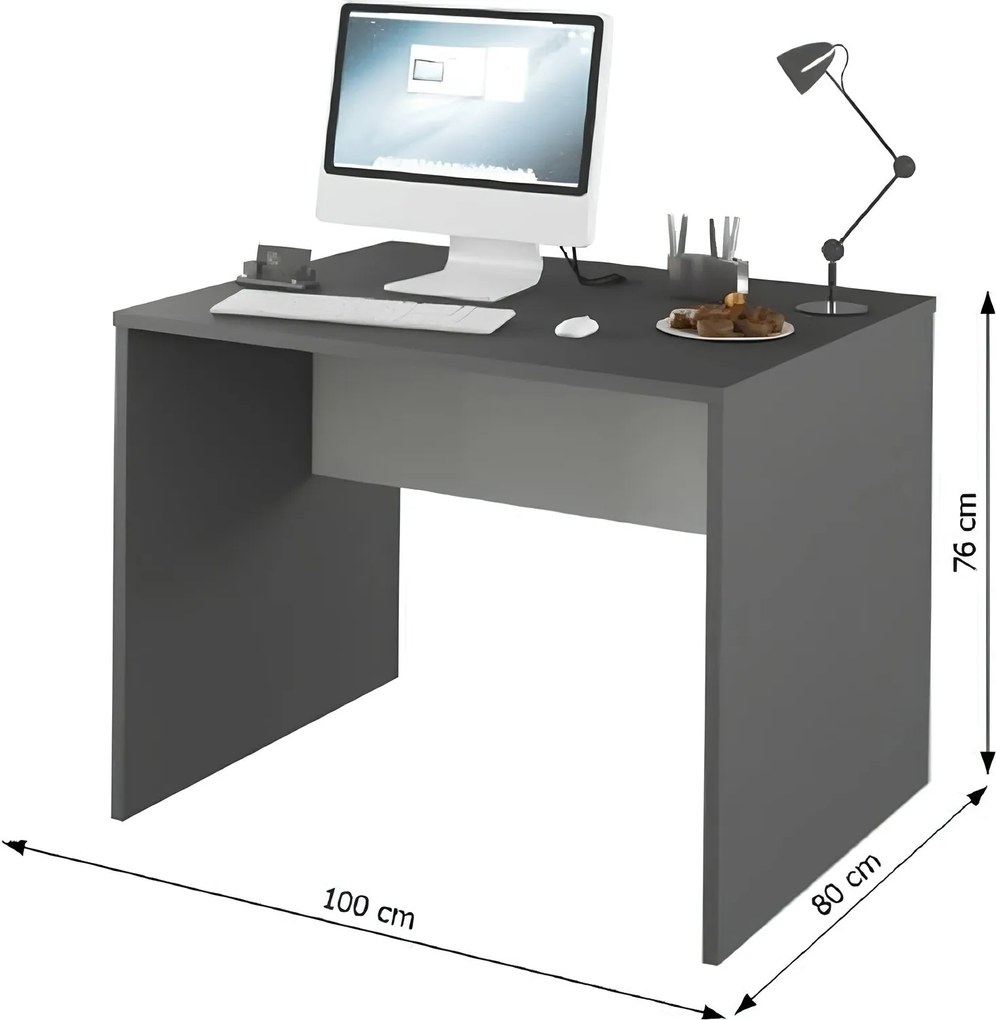 Számítógépasztal, grafit/fehér, RIOMA NEW TYP 12