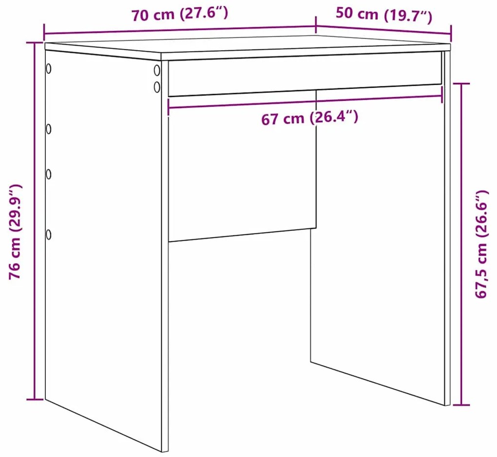 Asztal Füstölt tölgy 70 x 50 x 76 cm Faanyag