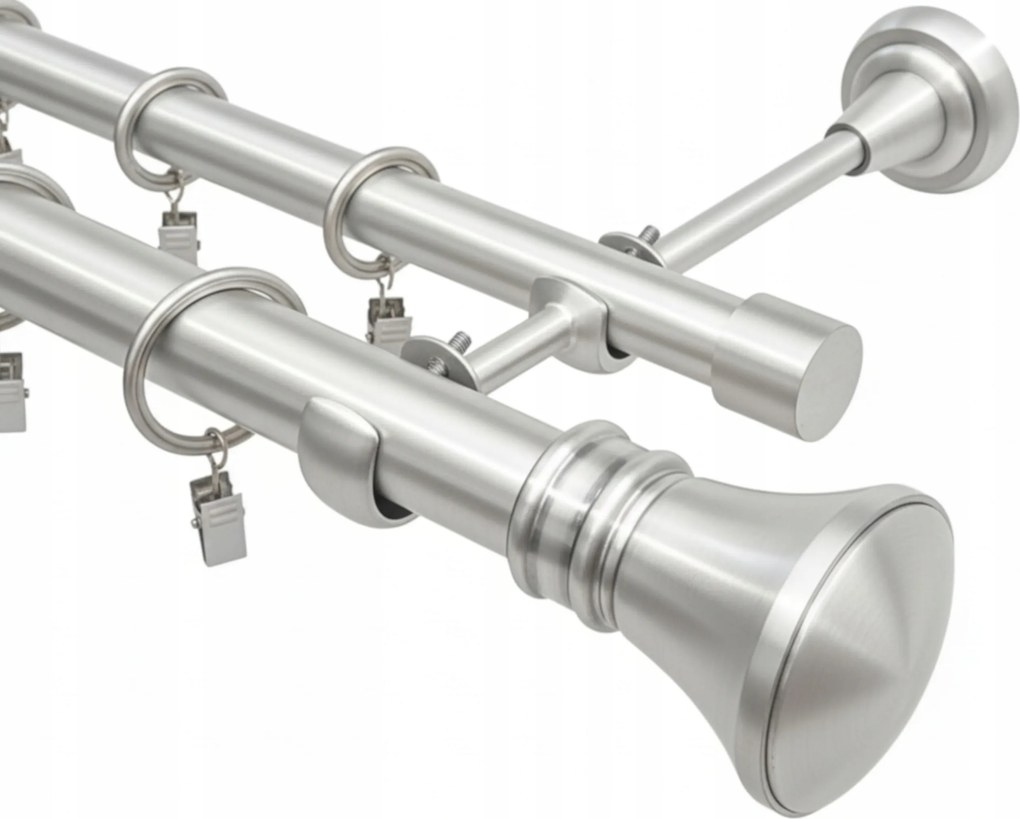 Függönykarnis Dupla Fém Ezüst Szatén Függönykarnis 25 19 MM 160 CM