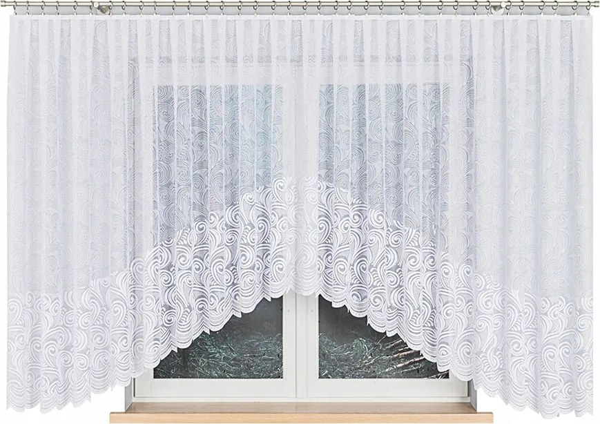 Kinga Jacquard készfüggöny alul kivágással 500x160 cm fehér