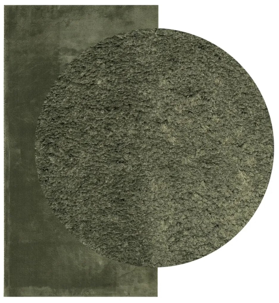 HUARTE erdőzöld rövid szálú puha és mosható szőnyeg 60 x 110 cm
