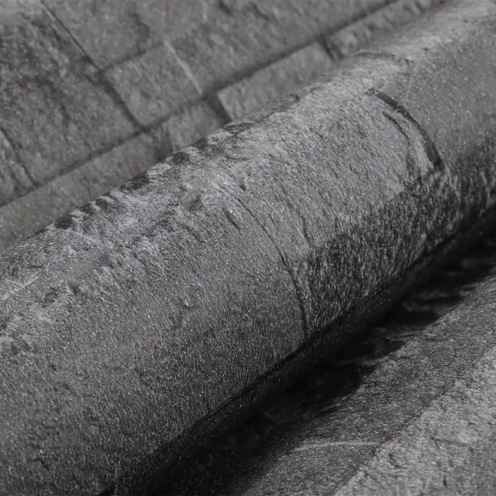 fekete kőhatású nem szőtt 3D tapéta 10 x 0,53 m