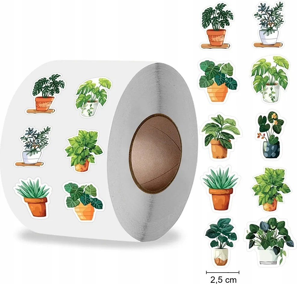 Öntapadós matricák tekercsen Virágok 500 db-os címke tekercs Virág Virágcserép