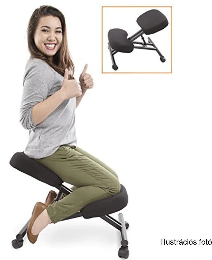 Ergonómikus térdeplőülés, szürkésbarna Taupe/fekete, RUFUS