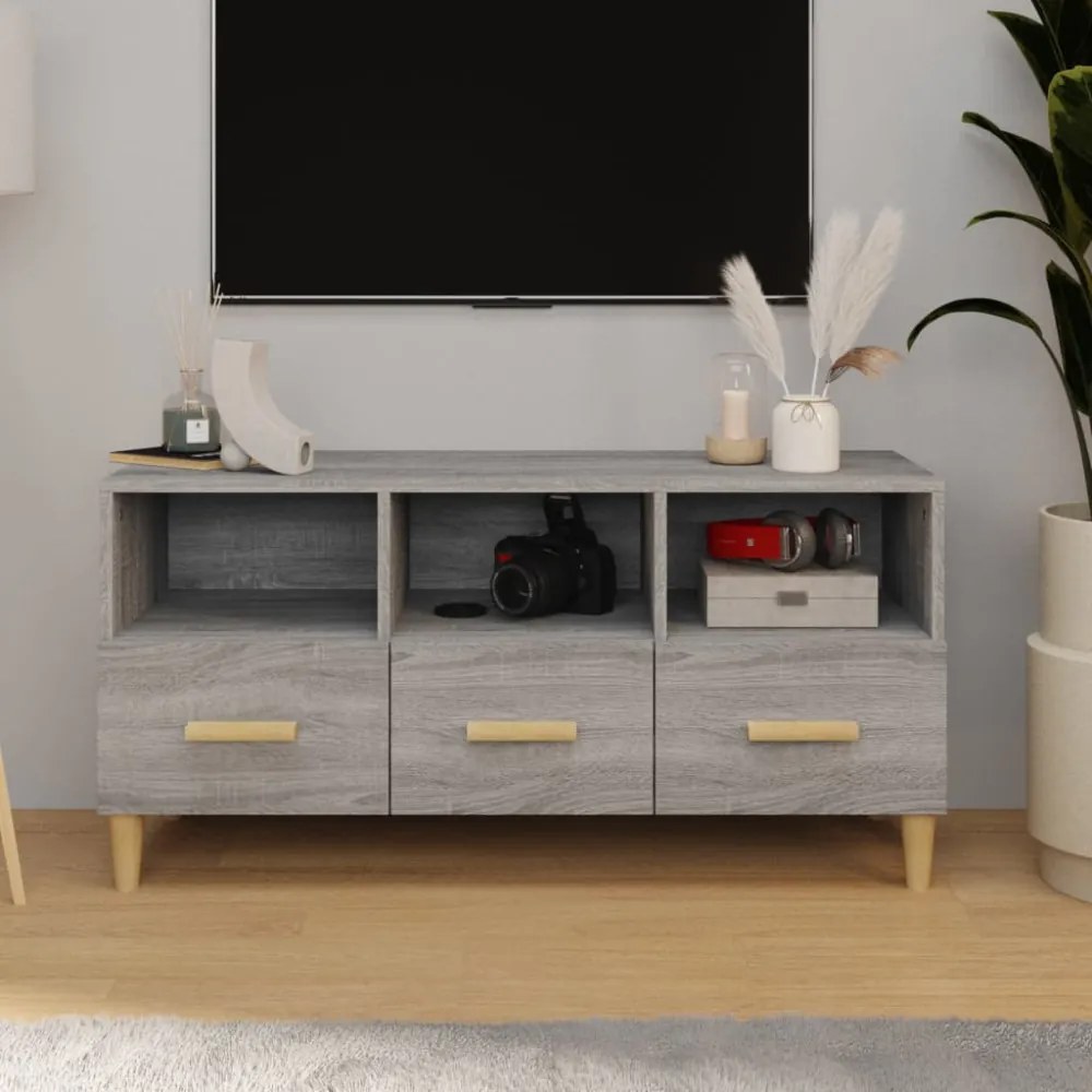 szürke sonoma színű szerelt fa TV-szekrény 120 x 36 x 50 cm