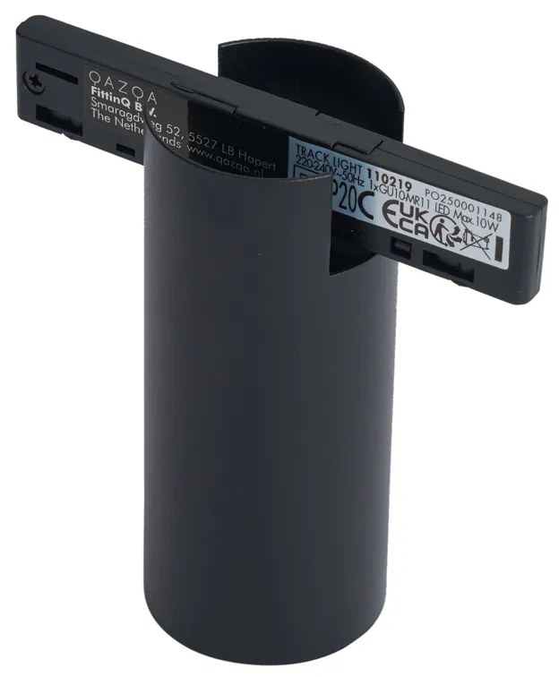 Modern fekete spotlámpa 1 fázisú sínrendszerhez GU10 35mm - Slimline Nubee Honey