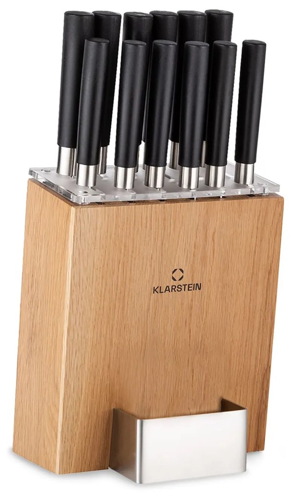 Kitano XL, késkészlet tömbbel, 13 darabos, 12 kés, acél, luxus fa blokk