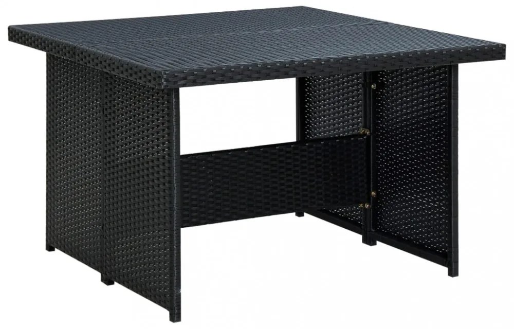 vidaXL 6 részes fekete polyrattan kerti bútorszett párnákkal