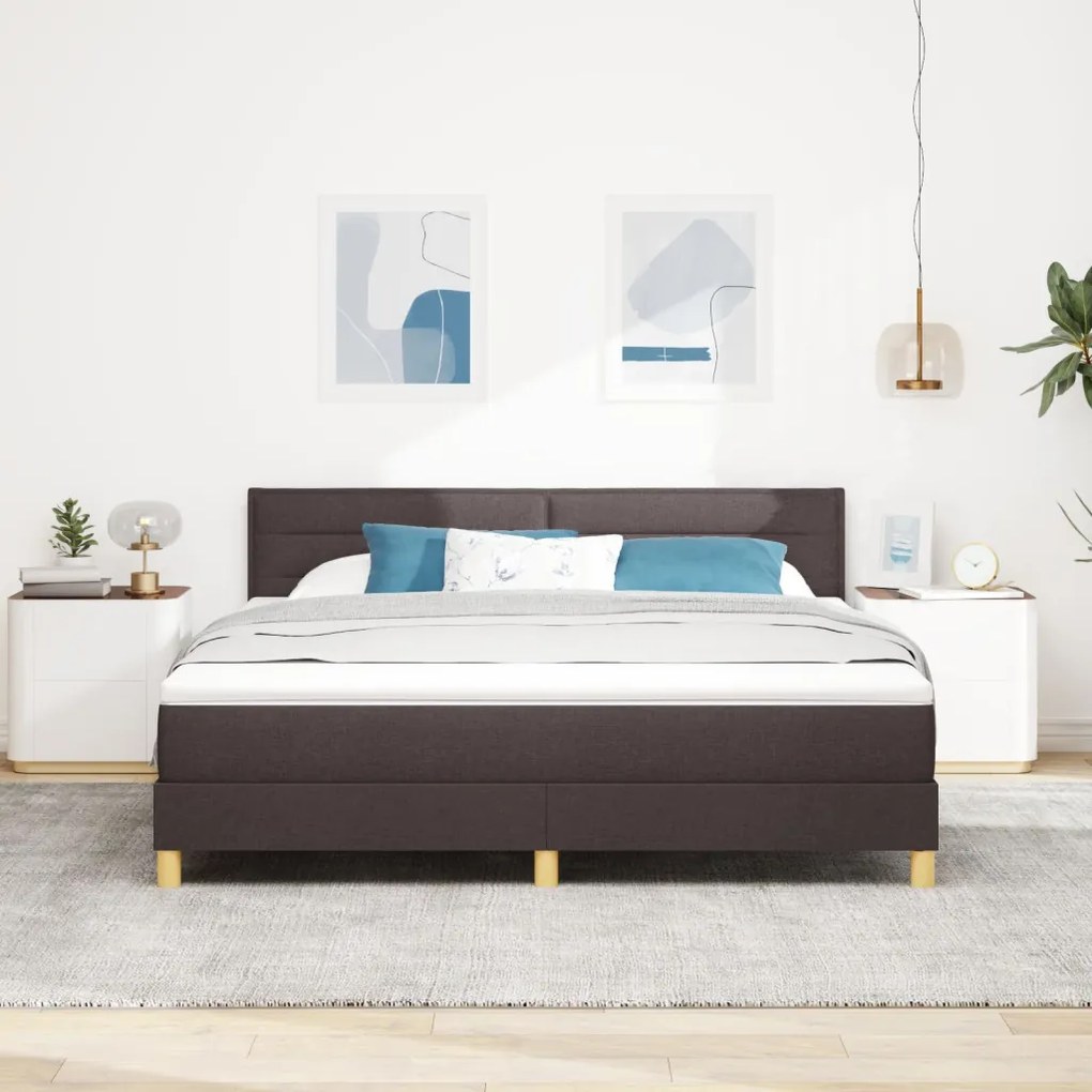 Box Spring Ágy matraccal Sötétbarna 180x200 cm Szövet