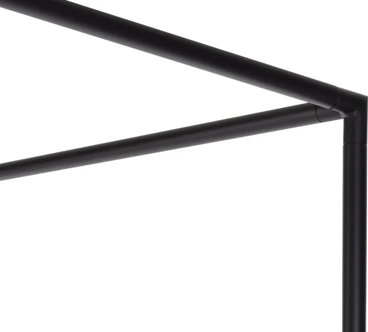 Fekete acél franciaágy ágytámla nélkül-baldachinos ágyráccsal 200x200 cm Eton – noo.ma