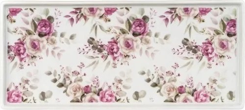 Tálca kerámia tányér rózsákkal 27cm hosszú snack sütemény gyümölcs