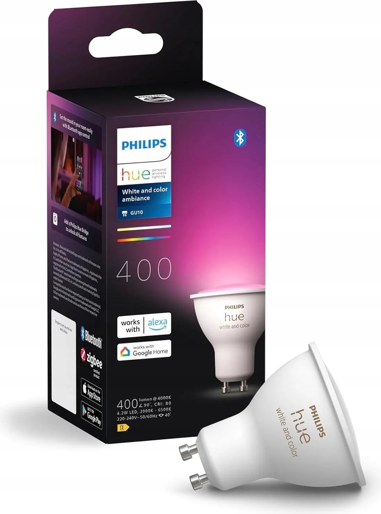 Led izzó Philips Hue GU10 4.2W Rgb Smart White and Color Ambiance