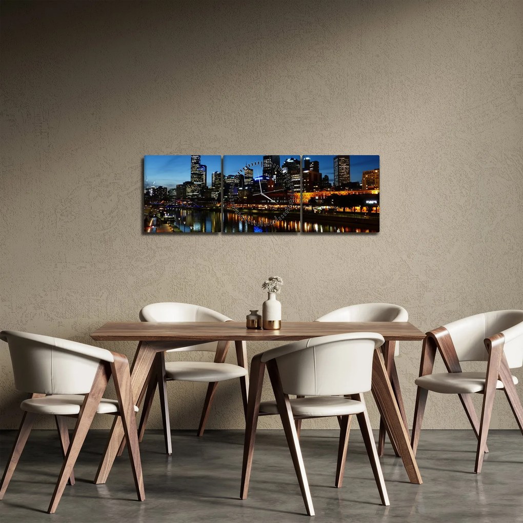 Éjszaka Melbourne-ben (órával) (90x30 cm)
