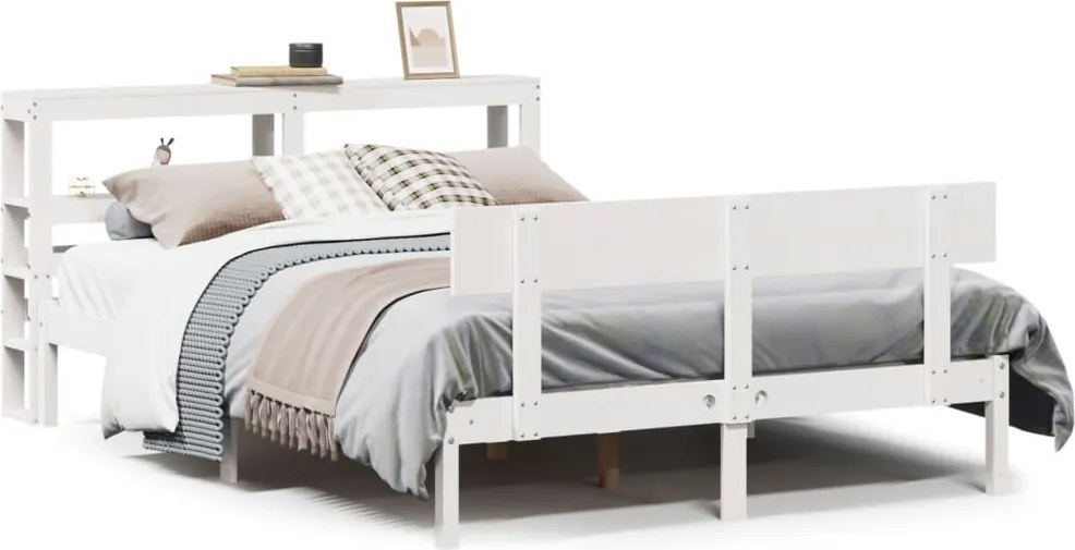vidaXL fehér tömör fenyőfa ágy matrac nélkül 140x190 cm