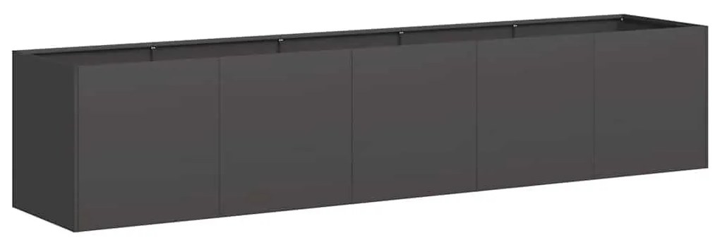 fekete virágláda, hidegen hengerelt acél, 200 x 40 x 40 cm