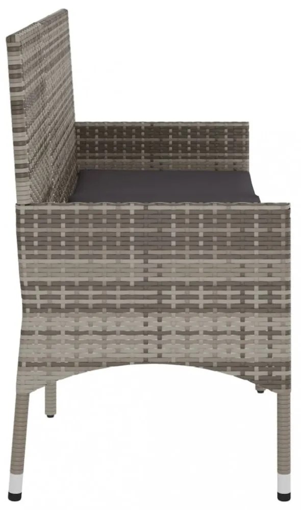 3 személyes szürke polyrattan kerti kanapé párnával