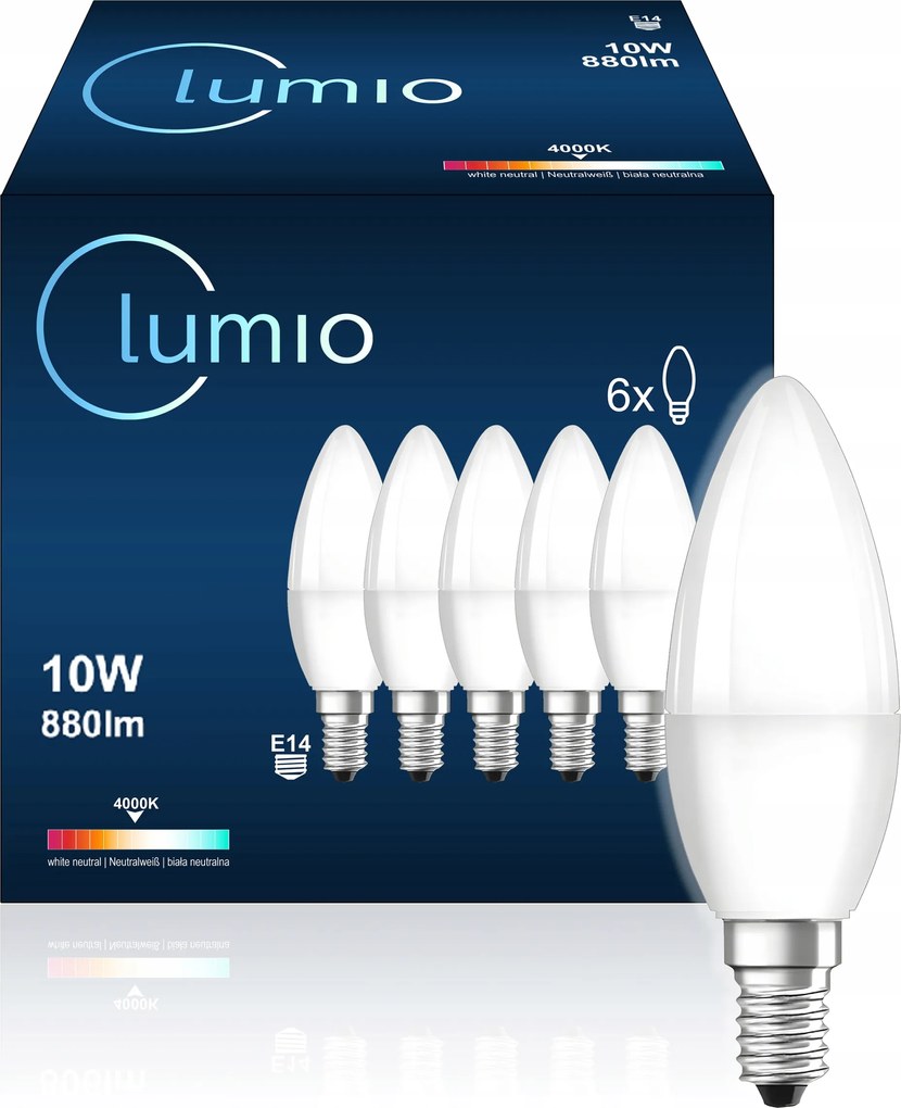 6X Led Izzó E14 Gyertya 10W=90W 880LM 4000K Semleges Nem Villog Prémium