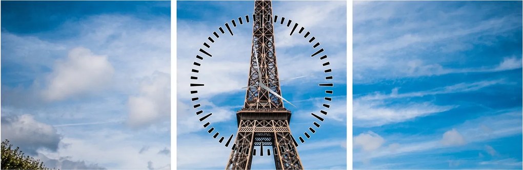Kép - Eiffel torony (órával) (90x30 cm)