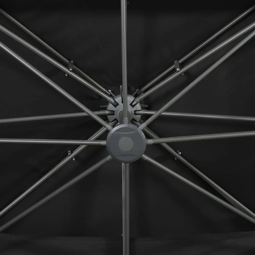 fekete konzolos kerti napernyő dupla tetejjel 400 x 300 cm