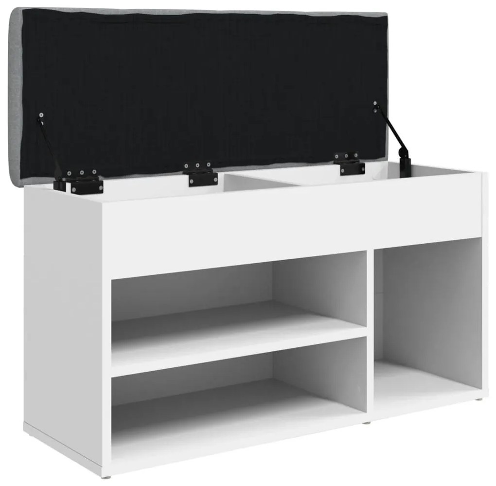 fehér szerelt fa cipőtároló pad 82 x 32 x 45,5 cm