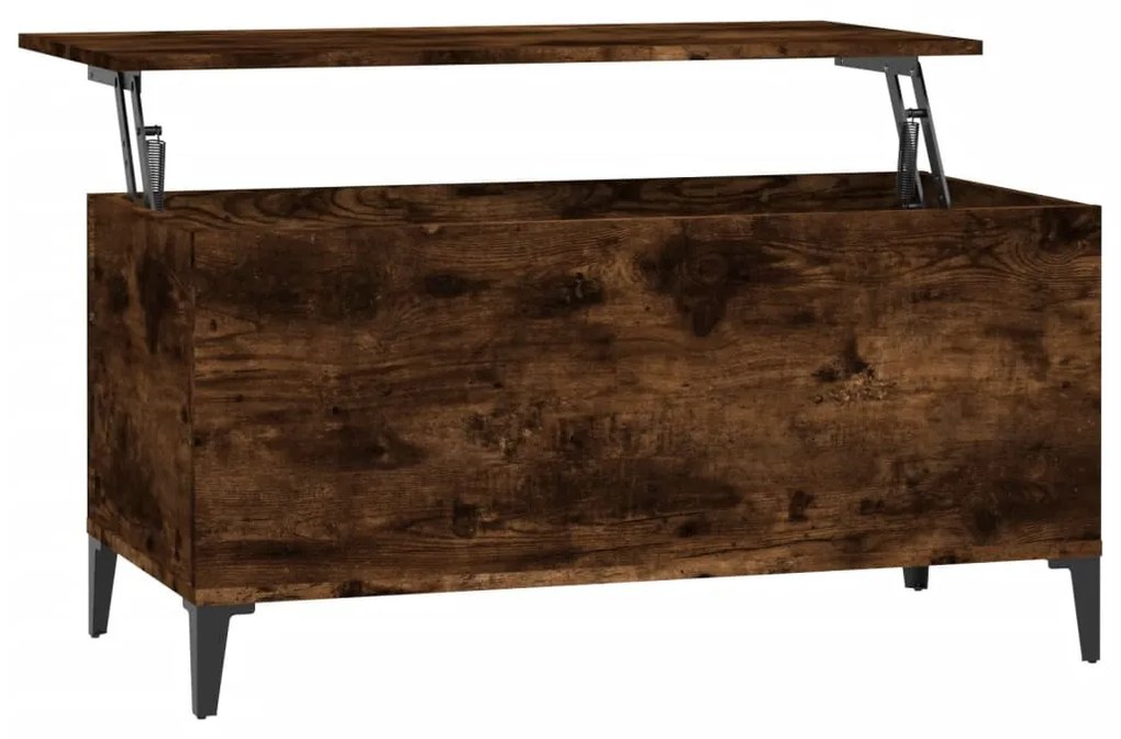 Füstös tölgy színű szerelt fa dohányzóasztal 90 x 44,5 x 45 cm