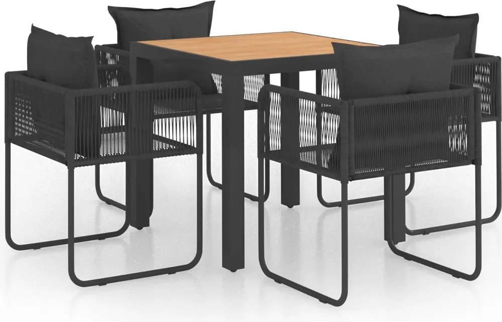 vidaXL 5 részes fekete és barna PVC rattan kerti étkezőgarnitúra
