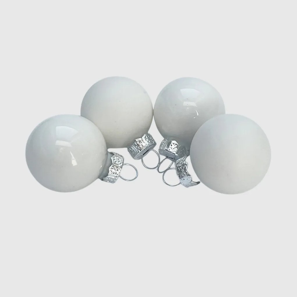 Fehér üveg karácsonyi gömb szett 16*3cm