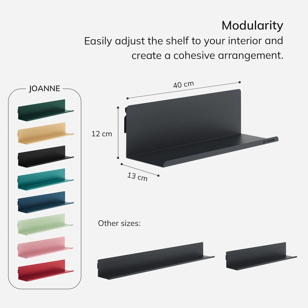 Fali polc JOANNE 400 mm, antracit