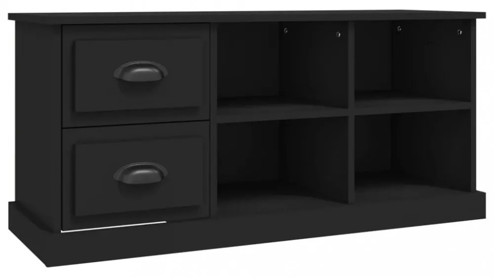 fekete szerelt fa TV-szekrény 102 x 35,5 x 47,5 cm