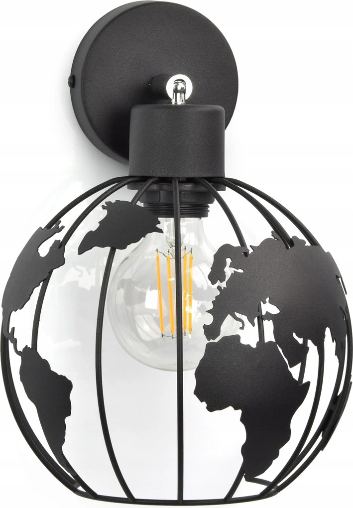 Fali lámpa Globus Fekete Fehér Szürke