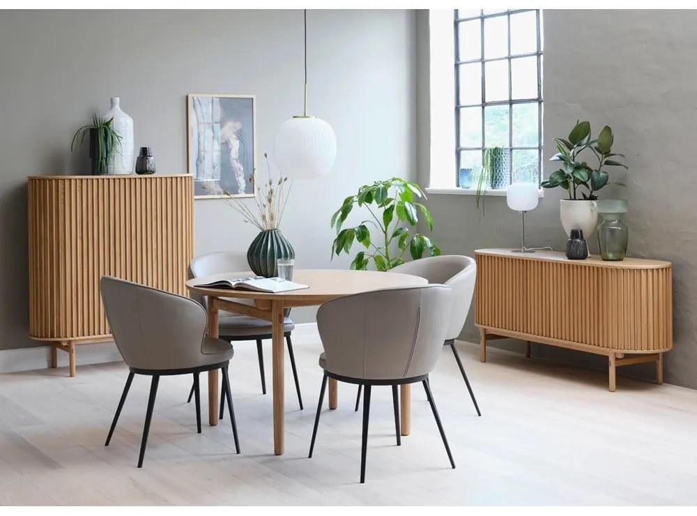 Natúr színű alacsony komód tölgyfa dekorral 160x73 cm Carno – Unique Furniture