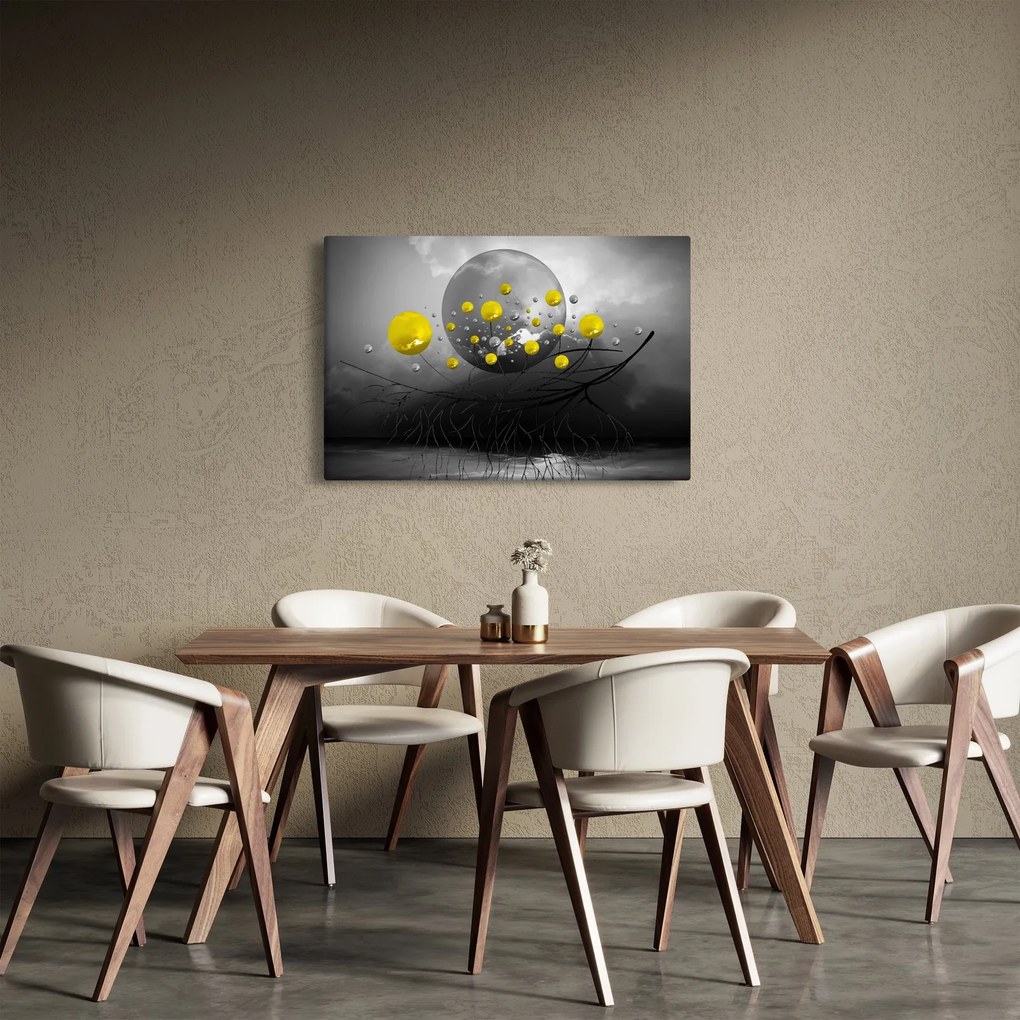 Kép- sárga absztrakt gömbök (90x60 cm)