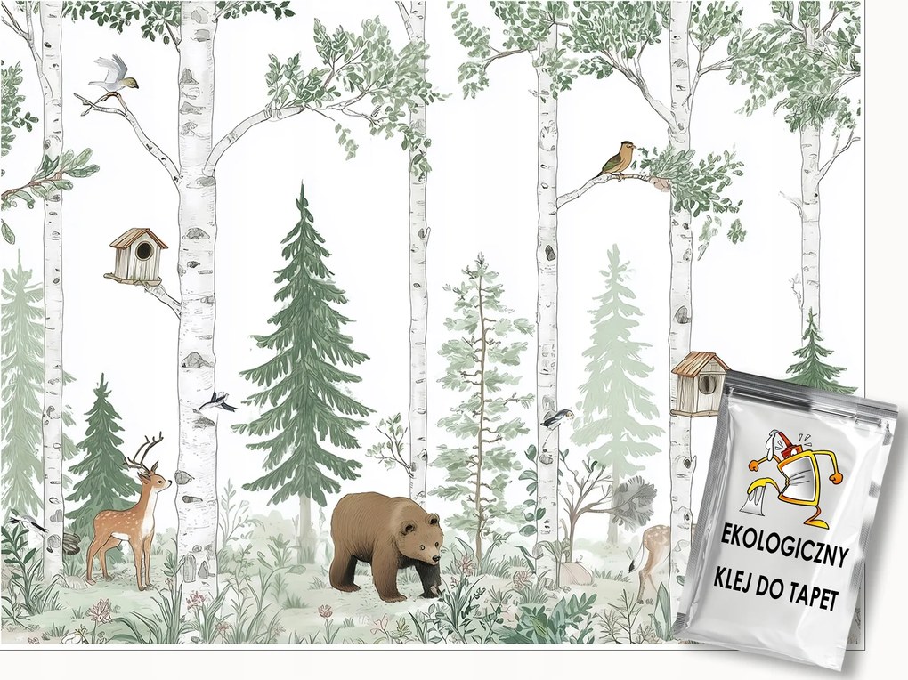 Fotótapéta Gyerekeknek Erdő Állatok Fák Gyerekszoba 400x280