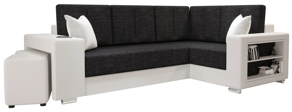 Sarok ülőgarnitúra Lush (fekete + fehér) (J). 1062060