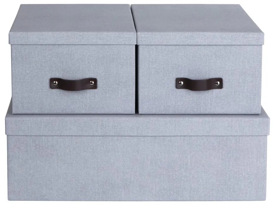 Világosszürke fedeles karton tárolódoboz szett 3 db-os 31x47x15 cm Inge – Bigso Box of Sweden