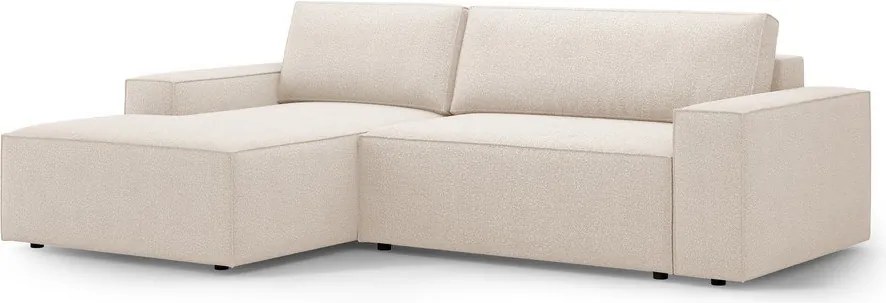 Bézs buklé kinyitható sarokkanapé (bal oldali) Jodie – Micadoni Home