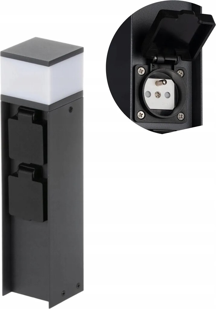 Kerti világító oszlop elektromos aljzatok Dasten G9 30cm Fekete