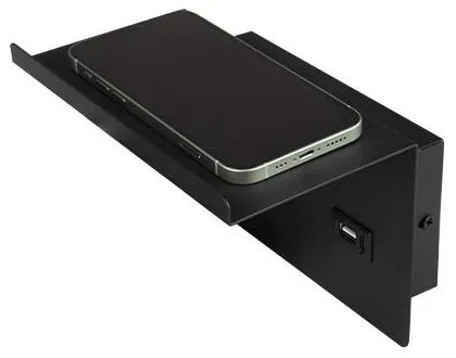 Fali spotlámpa polccal, USB töltővel 1xG9/35W/230V fekete/arany