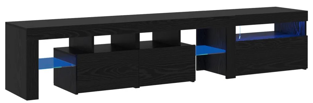 TV szekrények 2 db LED világítással Fekete tölgy Mérnöki fa