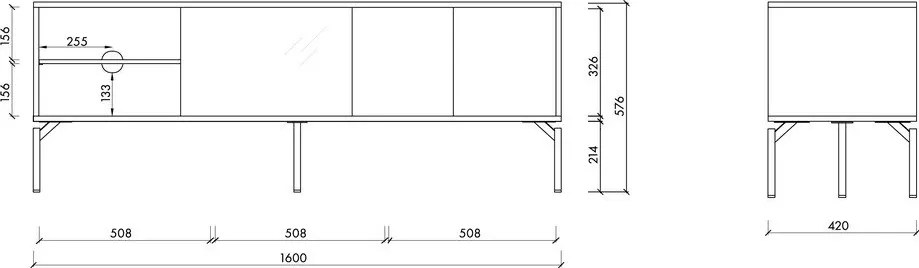 Terrakotta színű TV-állvány 160x60x42 cm Met – noo.ma