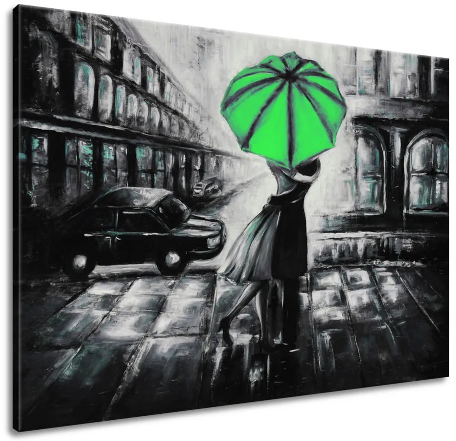Gario Kézzel festett kép Zöld csók az esoben Méret: 120 x 80 cm